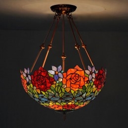 45 ċm Rose Tiffany Stained...